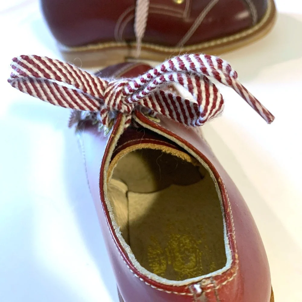 Vintage Retro Toddler Shoes Leather Hard‎ Rubber Soles WSCo Made in USA Sz 8 1/2